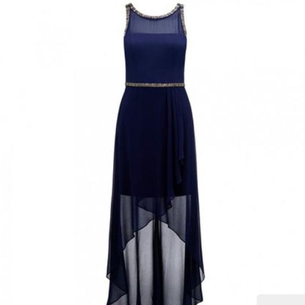 Indigo High-Low Dress Size 4 with Embellishment